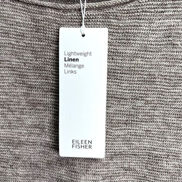Eileen Fisher Top Women’s Small Lightweight 100% Linen Mélange Links Bateau Neck - Picture 3 of 7